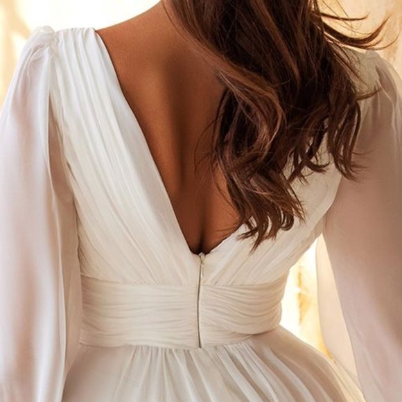 Custom Inked LS TNeck Zipper Back Dress with Floor Length Skirt - Chiffon main image 0